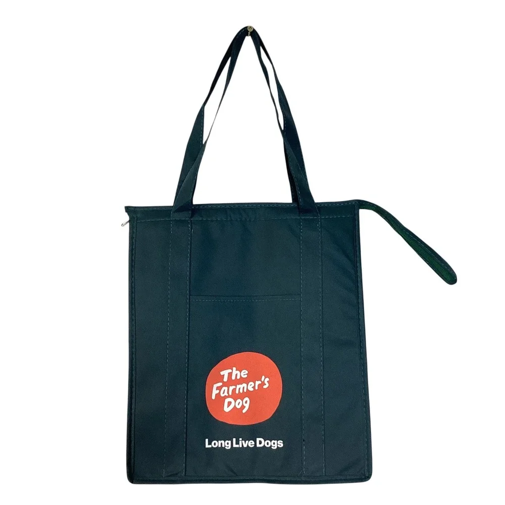 The Farmer's Dog Insulated Cooler Tote Bag Forest Green Long Live Dogs Logo
